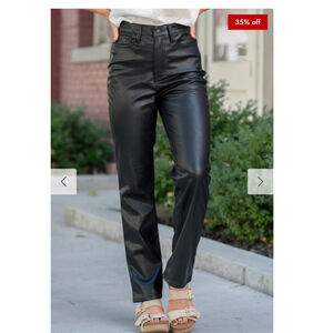 nwt Judy Blue Black Faux Leather Straight Leg Pants Juniors 11 30